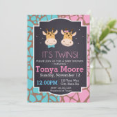 Twin Boy en Girl Giraffe Baby shower Uitnodiging (Staand voorkant)