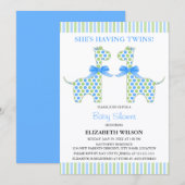 Twin Boy Giraffe Baby shower Kaart (Voorkant / Achterkant)