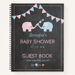 Twin Boy Girl Elephants Baby shower livre d'invit