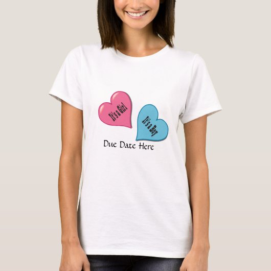 Twin Boy / Girl met vervaldatum Aankondiging T Shi T-shirt (Voorkant)