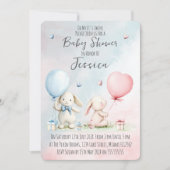 Twin Boy & Girl Rabbit Baby Shower Invitation (Devant)