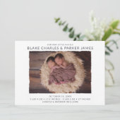 Twin Boy Photo Birth Aankondiging (Staand voorkant)