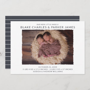 Twin Boy Photo Birth Aankondiging