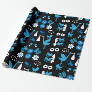 Twin Boy Stalk Delivery Blue Cadeaupapier