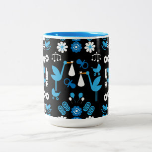 Twin Boy Stalk Delivery Blue Tweekleurige Koffiemok