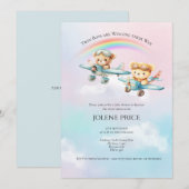 Twin Boy Teddies Baby shower Invitation (Devant / Derrière)