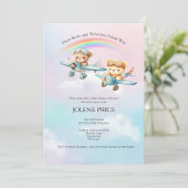 Twin Boy Teddies Baby shower Kaart (Staand voorkant)