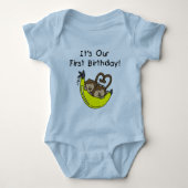 Twin Boys 1st Birthday Monkey Tshirts et cadeaux (Devant)