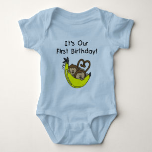 Twin Boys 1st Birthday Monkey Tshirts et cadeaux