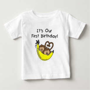 Twin Boys 1st Birthday Monkey Tshirts et cadeaux