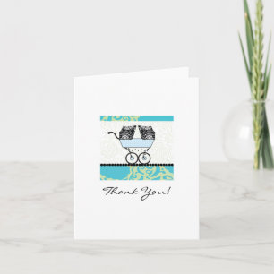 Twin Boys Baby shower Bedankt - Blauw