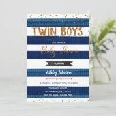 Twin Boys Baby shower confetti uitnodiging (Staand voorkant)