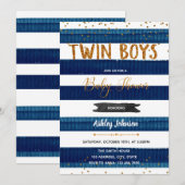 Twin Boys Baby shower confetti uitnodiging (Voorkant / Achterkant)