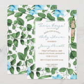 Twin Boys baby shower deux pois dans un invitation (Devant / Derrière)