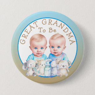Twin Boy's Baby shower Grote oma om te zijn Ronde Button 7,6 Cm