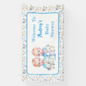 Twin Boy's Baby shower Waterverven Spandoek (Verticaal)