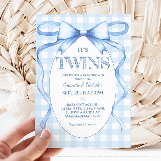 Twin Boys Blue Bow  Schattige Kaart