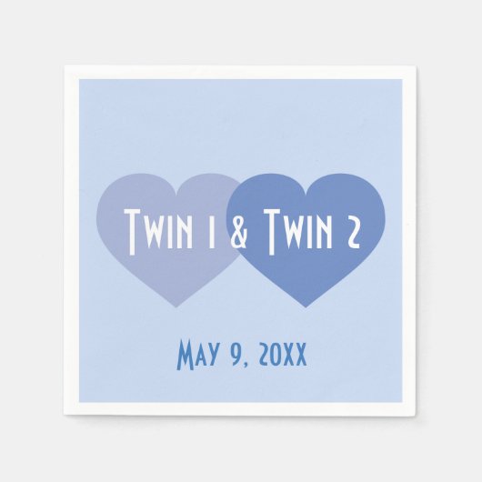 Twin Boys Blue Hearts Servet (Voorkant)