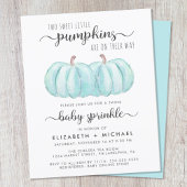 Twin Boys Blue Pumpkin Baby Sprinkle Invitation