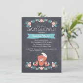 Twin Boys Chalkboard Fox Baby shower Invitation Kaart (Staand voorkant)