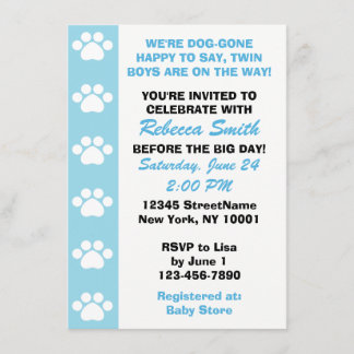 Twin Boys - Chien Theme Baby Shower Invitations
