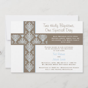 Twin Boys Christening Uitnodiging