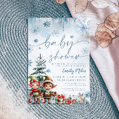 Twin Boys Christmas Elf Baby shower Invitation
