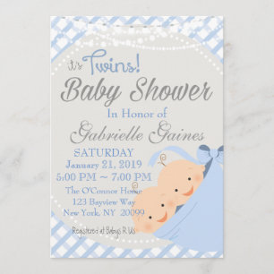 Twin Boys Country Charm Baby shower Invitation