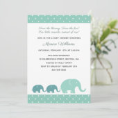 Twin Boys Elephant Baby Shower Invitations - Bleu (Debout devant)