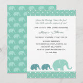 Twin Boys Elephant Baby Shower Invitations - Bleu (Devant / Derrière)