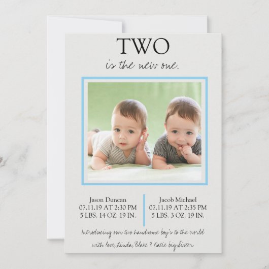 Twin Boys Faire-part de naissance (Devant)