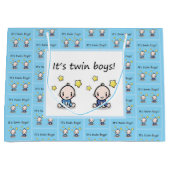 Twin Boys Gift Wrap, Gepersonaliseerd voor tweelin Groot Cadeauzakje (Voorkant)