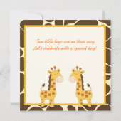Twin Boys Giraffe Carré Baby shower Invitation (Dos)
