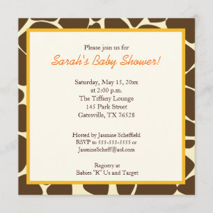 Twin Boys Giraffe Carré Baby shower Invitation