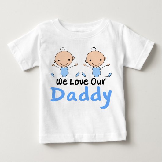 Twin Boys Love Daddy Baby T-shirt (Voorkant)