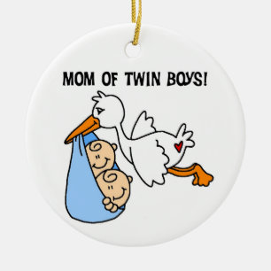 Twin Boys mam Stork-cadeautjes Keramisch Ornament
