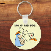 Twin Boys Mam Stork Tshirts en cadeautjes Sleutelhanger (Voorkant)