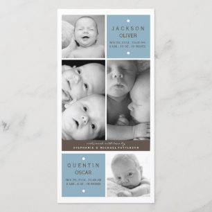 Twin Boys moderne Photo Baby Faire-part de naissan