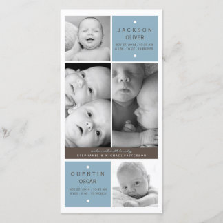 Twin Boys moderne Photo Baby Faire-part de naissan