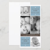 Twin Boys moderne Photo Baby Faire-part de naissan (Devant / Derrière)