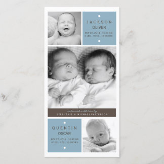 Twin Boys moderne Photo Baby Faire-part de naissan