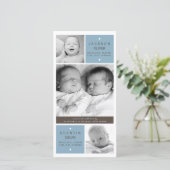 Twin Boys moderne Photo Baby Faire-part de naissan (Debout devant)