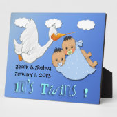 Twin Boys - Plaque de conservation de cigogne avec (Côté)