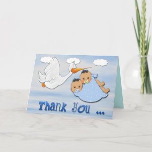 Twin Boys - Stork Baby shower Bedankt kaart