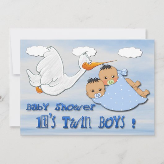 Twin Boys - Stork Baby Shower Invitations (Devant)