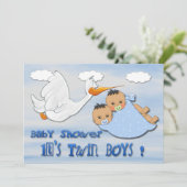 Twin Boys - Stork Baby Shower Invitations (Debout devant)