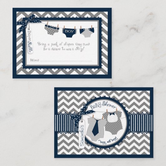 Twin Boys Stropdas Bow-stropdas Luier Raffle Ticke Informatiekaartje (Voorkant / Achterkant)