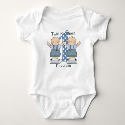 Twin Brothers eerste verjaardag Baby Creeper Romper (Voorkant)