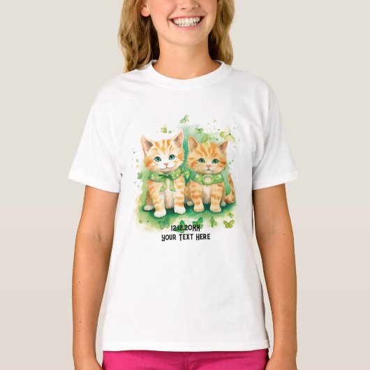 Twin Cats aangepaste tekst T-shirt (Voorkant)
