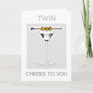 TWIN-CHEERS VOOR U OP UW VERJAARDAG MARTINI STIJL KAART